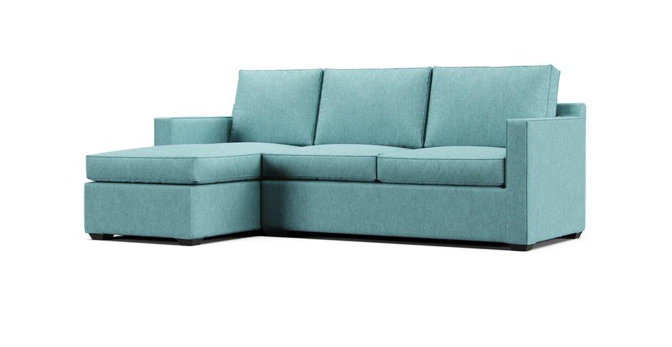 Davis Chaise Sectional Slipcover - Care+ Tweed Mineral Blue