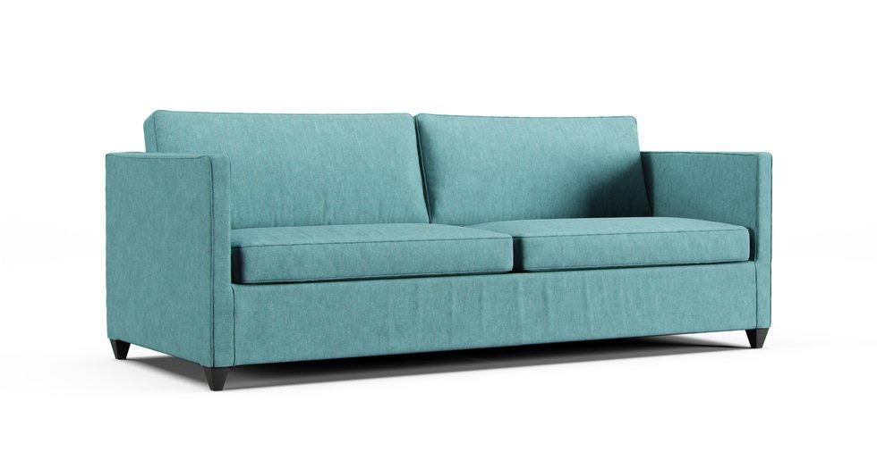 Dryden Full Sleeper Sofa Slipcover - Care+ Tweed Mineral Blue