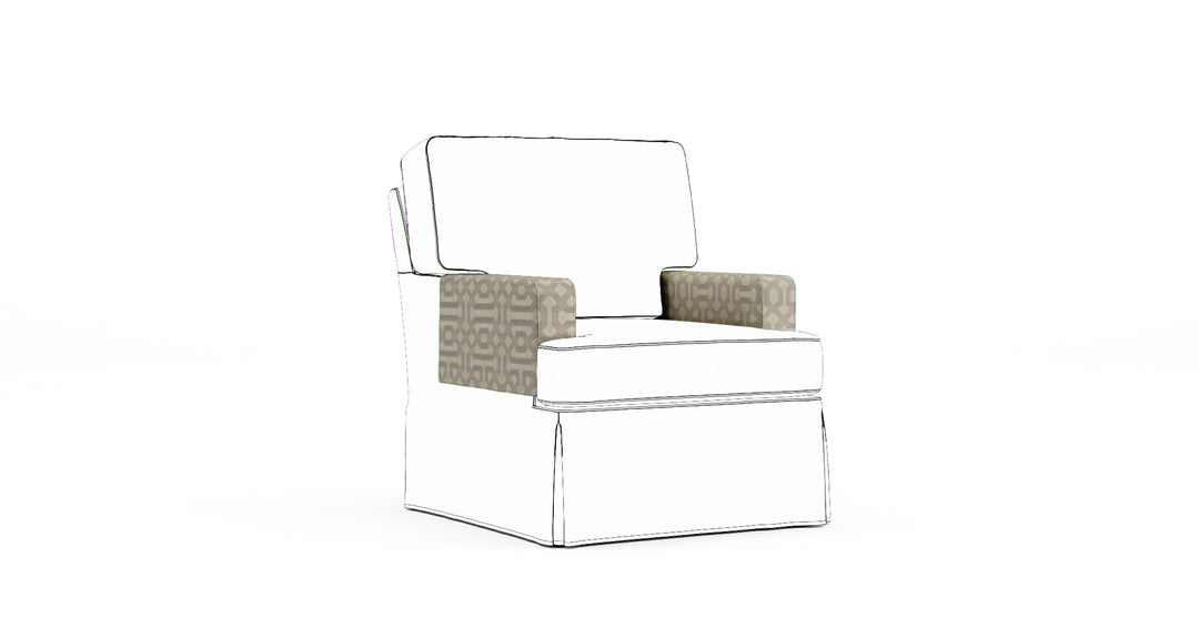 Hathaway Armrest Protector Covers — Add On - Sunbrella® Fretwork Pewter