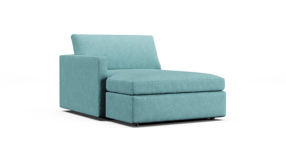 Lounge II Left/Right Arm Chaise Slipcover - Care+ Tweed Mineral Blue