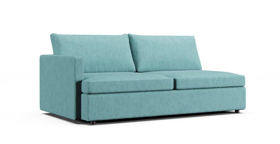 Lounge II Left/Right Arm Loveseat Slipcover - Care+ Tweed Mineral Blue