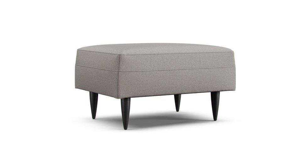 Petrie Midcentury Ottoman Slipcover - Care+ Canvas Ash