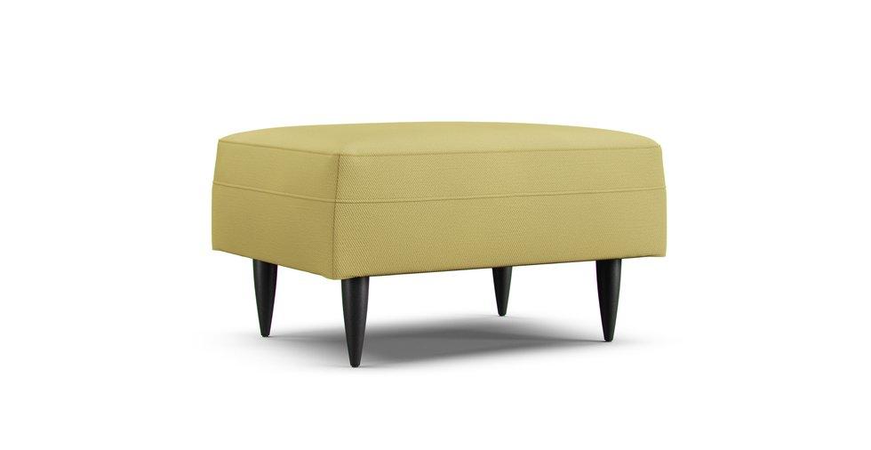 Petrie Midcentury Ottoman Slipcover - Care+ Tweed Amber