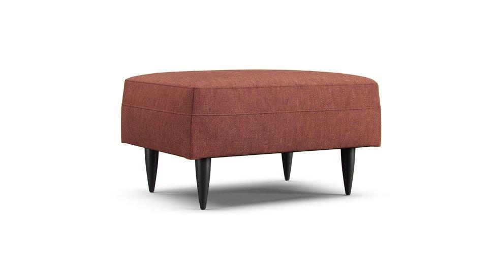 Petrie Midcentury Ottoman Slipcover - Care+ Tweed Sunset