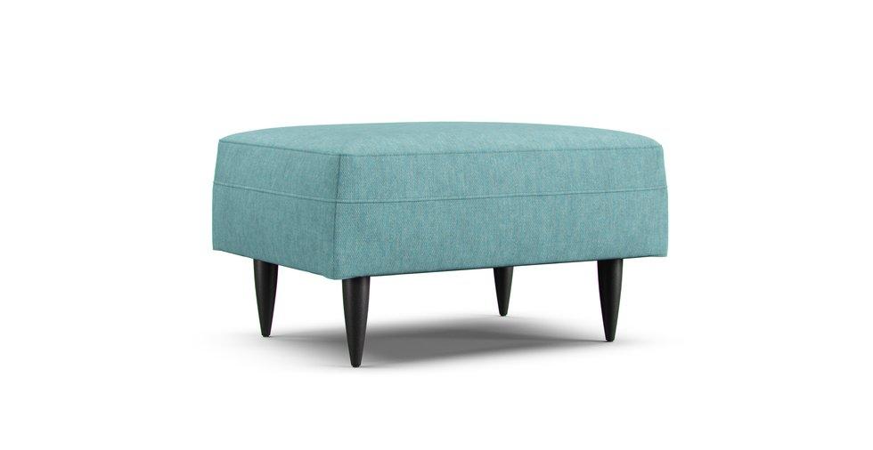 Petrie Midcentury Ottoman Slipcover - Care+ Tweed Mineral Blue
