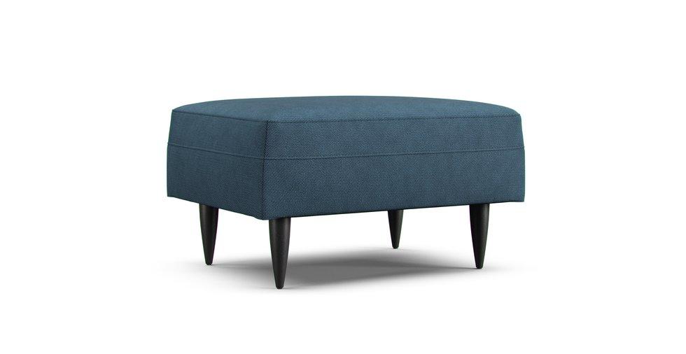 Petrie Midcentury Ottoman Slipcover - Care+ Tweed Teal