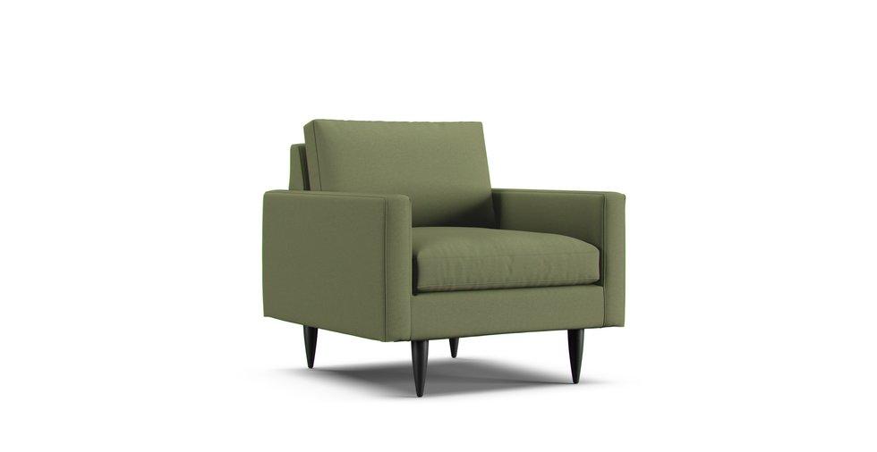 Petrie Midcentury Armchair Slipcover - Care+ Canvas Sage