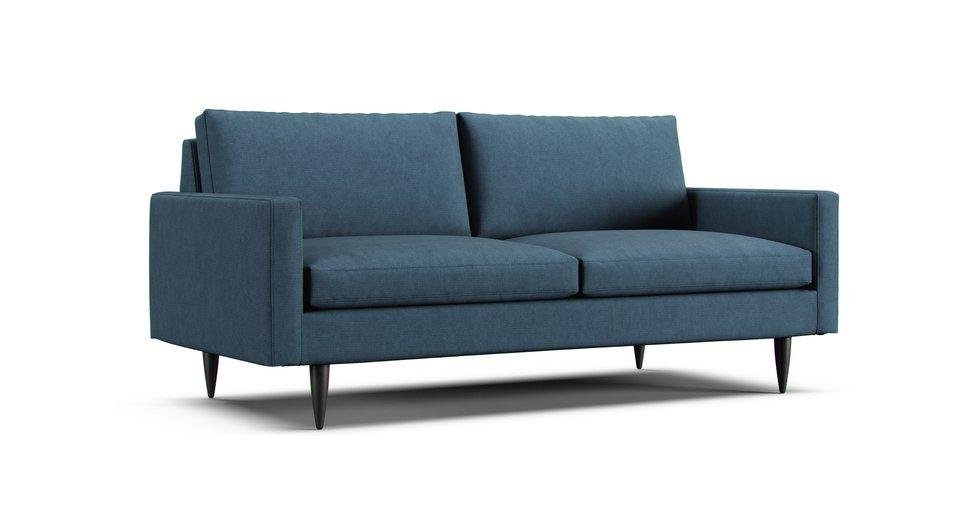 Petrie Midcentury Apartment Sofa Slipcover - Care+ Tweed Teal