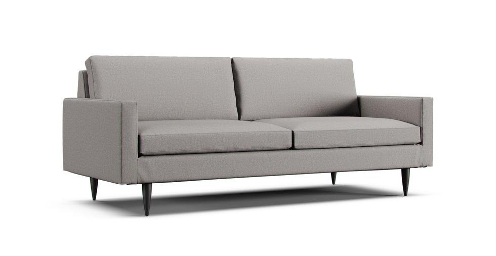 Petrie Midcentury Sofa Slipcover - Care+ Canvas Ash