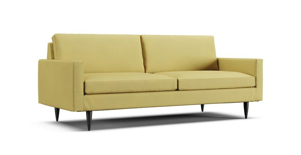 Petrie Midcentury Sofa Slipcover - Care+ Tweed Amber