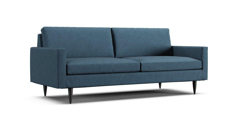 Petrie Midcentury Sofa Slipcover - Care+ Tweed Teal