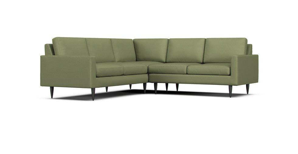 Petrie Midcentury 2-Piece Corner Sectional Slipcover - Care+ Canvas Sage