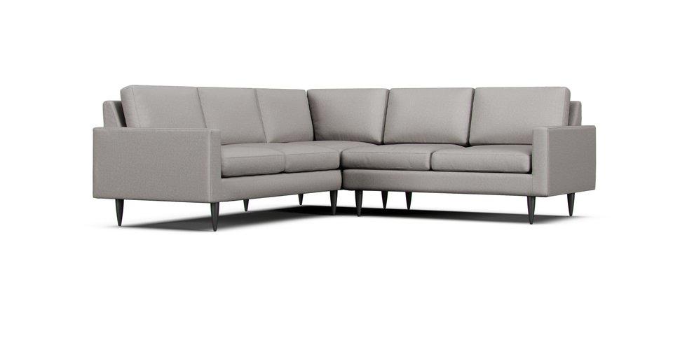 Petrie Midcentury 2-Piece Corner Sectional Slipcover - Care+ Canvas Ash