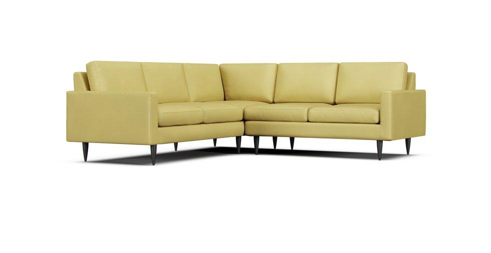 Petrie Midcentury 2-Piece Corner Sectional Slipcover - Care+ Tweed Amber