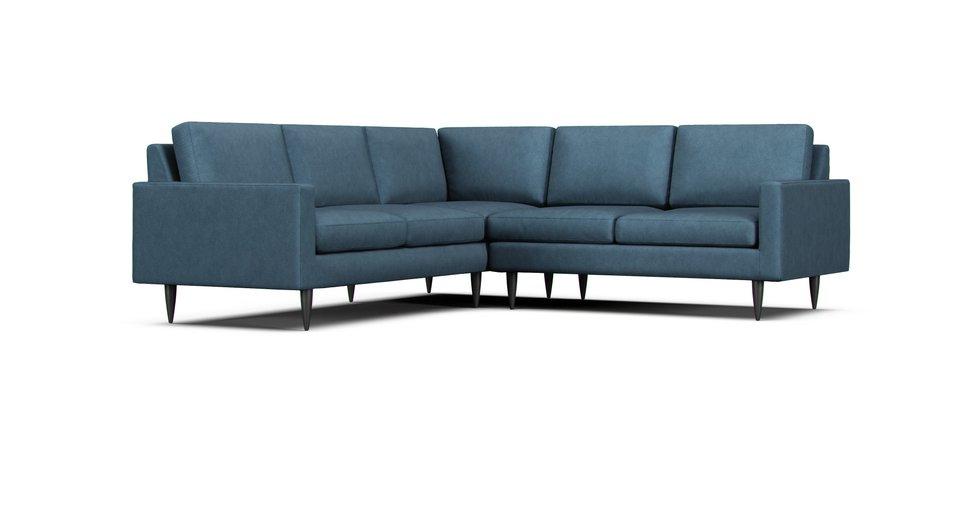 Petrie Midcentury 2-Piece Corner Sectional Slipcover - Care+ Tweed Teal