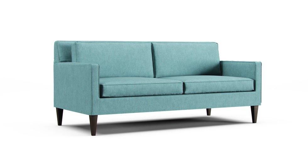 Rochelle Midcentury Apartment Sofa Slipcover - Care+ Tweed Mineral Blue