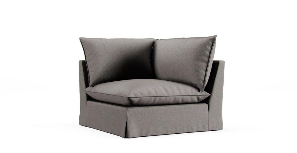 Unwind Corner Chair Slipcover - Care+ Canvas Ash