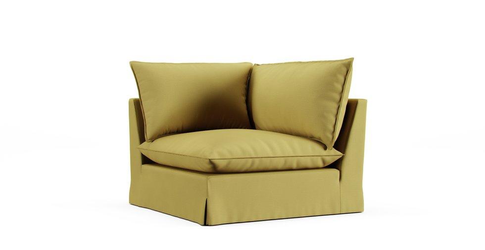 Unwind Corner Chair Slipcover - Care+ Tweed Amber