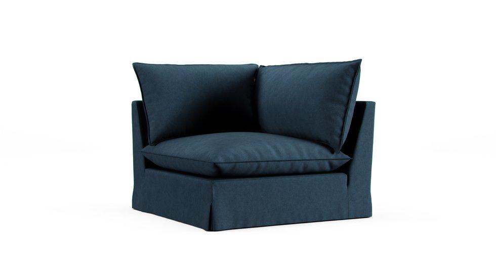 Unwind Corner Chair Slipcover - Care+ Tweed Teal