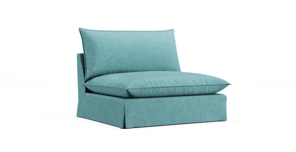 Unwind Armless Chair Slipcover - Care+ Tweed Mineral Blue