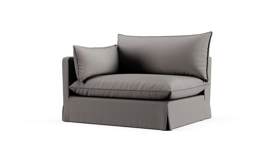 Unwind Left/Right Arm Chair Slipcover - Care+ Canvas Ash