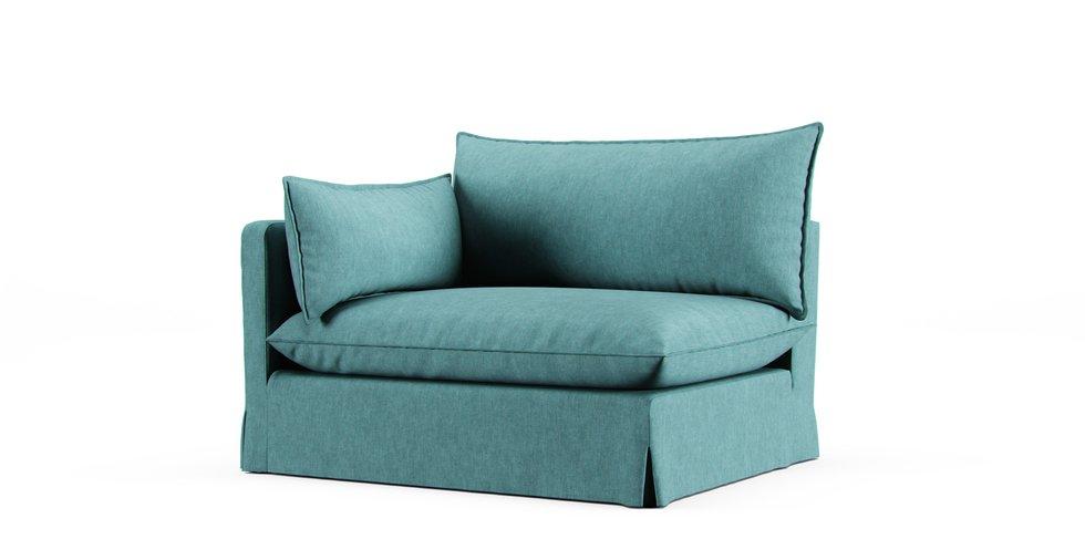 Unwind Left/Right Arm Chair Slipcover - Care+ Tweed Mineral Blue