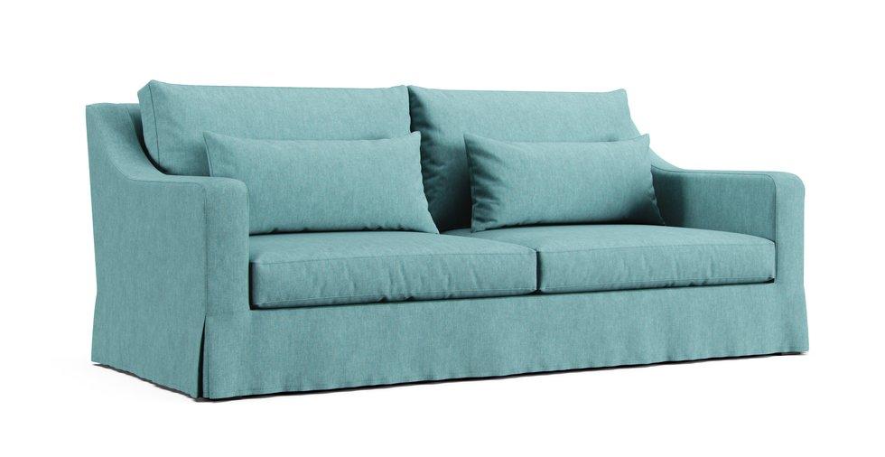 Verano II Slope Arm Sofa Slipcover - Care+ Tweed Mineral Blue