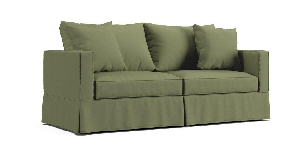Willow Modern Queen Sleeper Sofa Slipcover - Care+ Canvas Sage