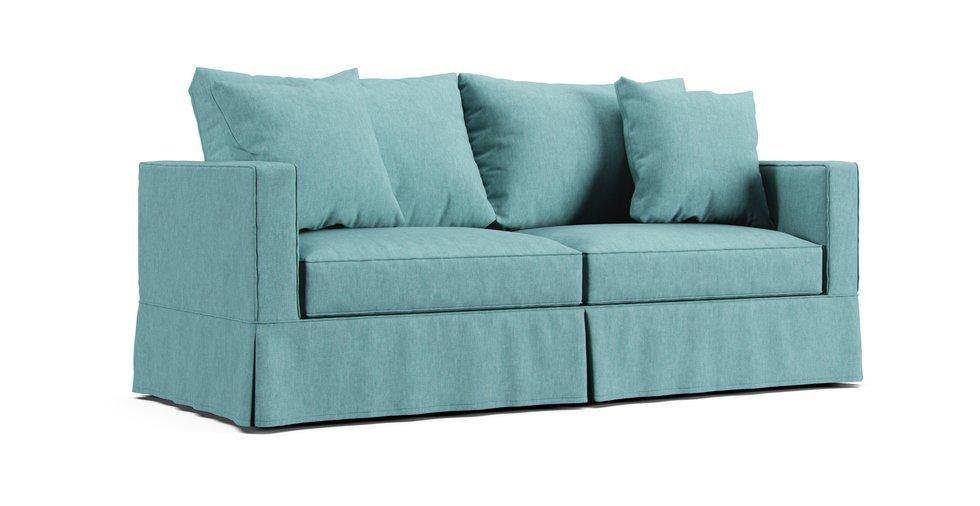 Willow 84" Sofa Slipcover - Care+ Tweed Mineral Blue