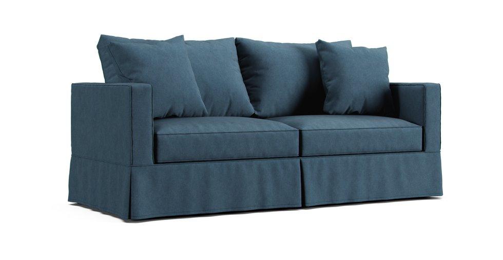 Willow Modern Queen Sleeper Sofa Slipcover - Care+ Tweed Teal