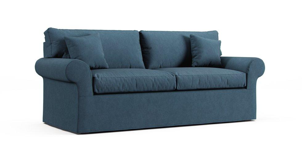 Bennett Roll Arm 86" Two Seat Sofa Slipcover - Care+ Tweed Teal