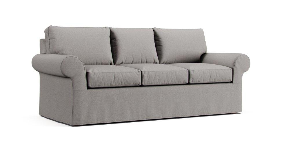 Bennett Roll Arm 86" Three Seat Sofa Slipcover - Care+ Canvas Ash