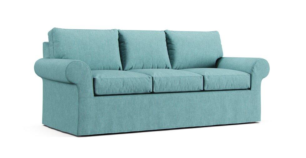 Bennett Roll Arm 86" Three Seat Sofa Slipcover - Care+ Tweed Mineral Blue