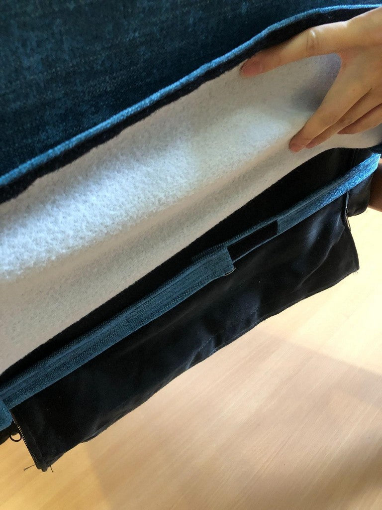 Image: Armchair slipcover guide - visual of both straps Velcro connect to each other