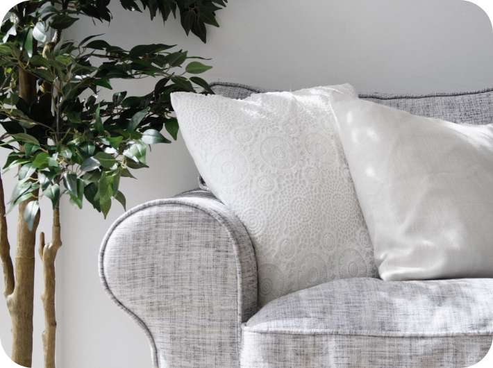 Sofa couch cushion with Nomad slipcover