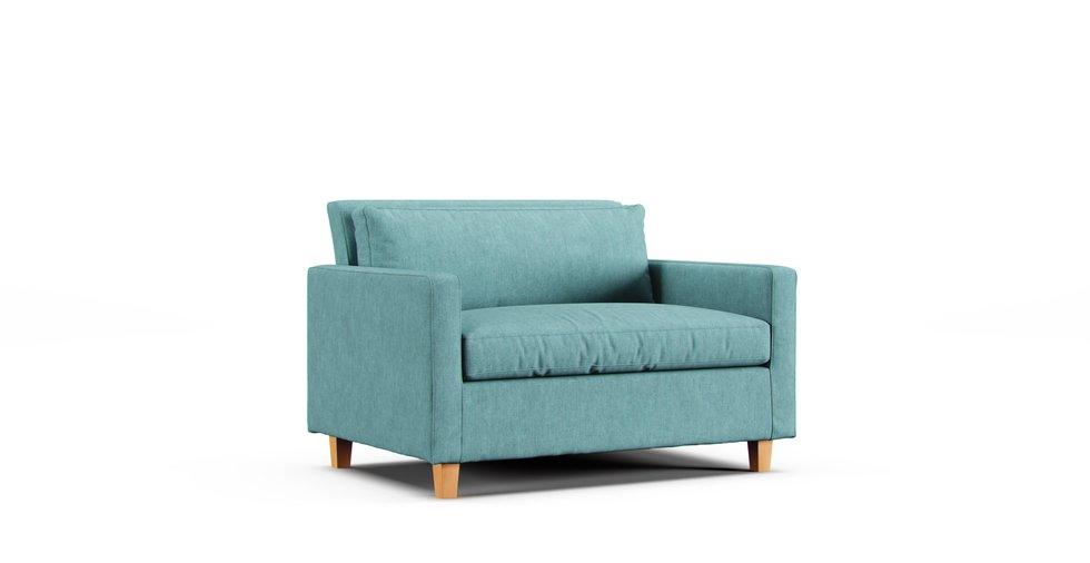 Chester Compact sofa slipcover - Care+ Tweed Mineral Blue