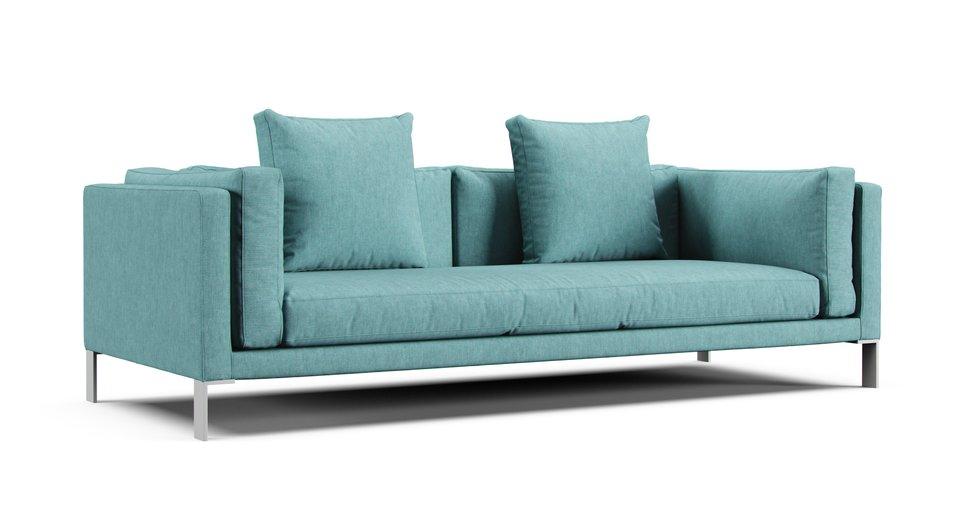 Newman 3 seater sofa slipcover - Care+ Tweed Mineral Blue