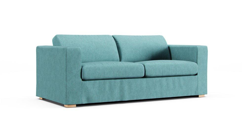 Porto 3 Seater Convertible Sofa Slipcover - Care+ Tweed Mineral Blue