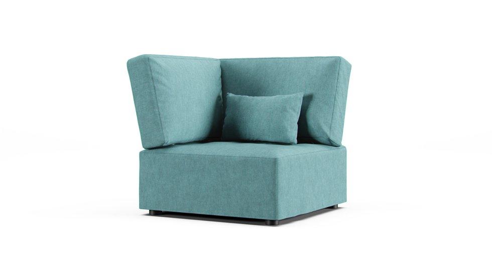 Reiko Left/Right Corner Chair Unit Slipcover - Care+ Tweed Mineral Blue