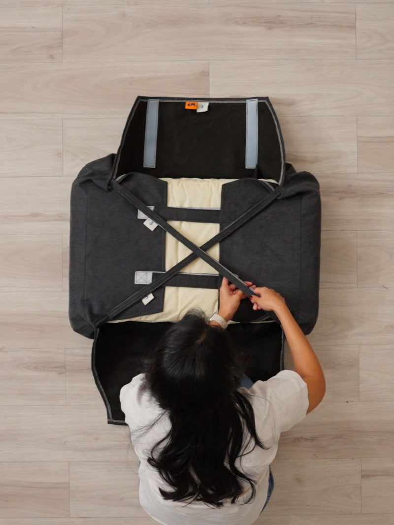 Quick-easy-guide-to-transform-your-sofa-with-ComfortWorks-universal-couch-cushion-cover-FlexiFit-step-2-secure-cross-straps-to-anchor-corners