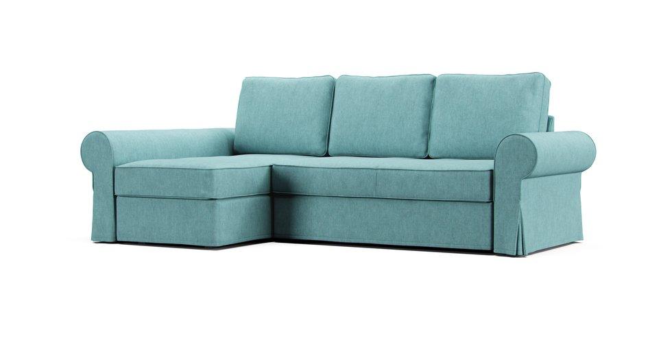 Backabro Sofa Bed with Chaise Cover - Care+ Tweed Mineral Blue