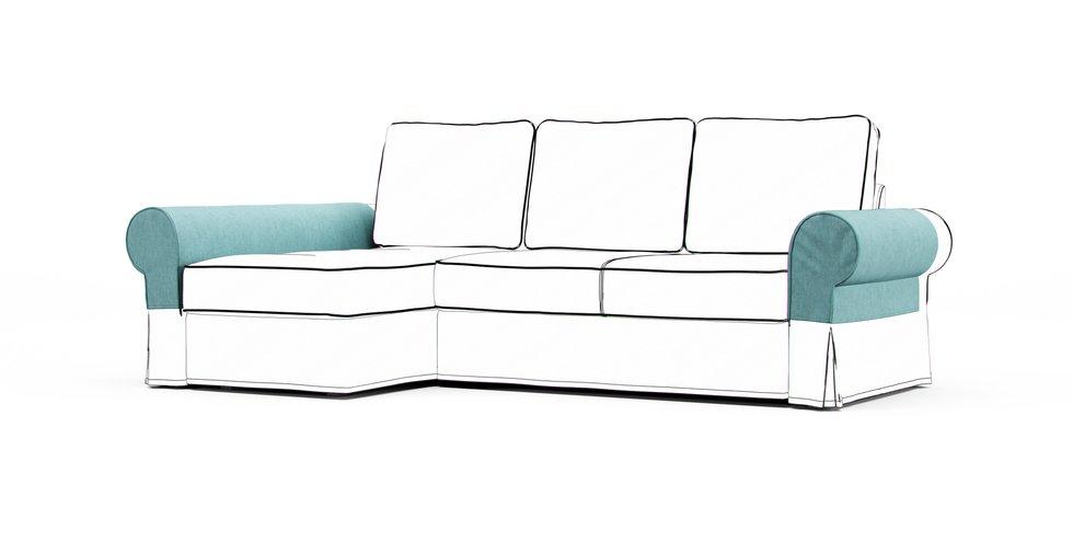 Backabro Chaise Armrest Protector Covers - Care+ Tweed Mineral Blue