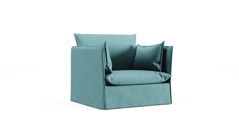 Backsalen 1.5 seat Armchair Cover - Care+ Tweed Mineral Blue