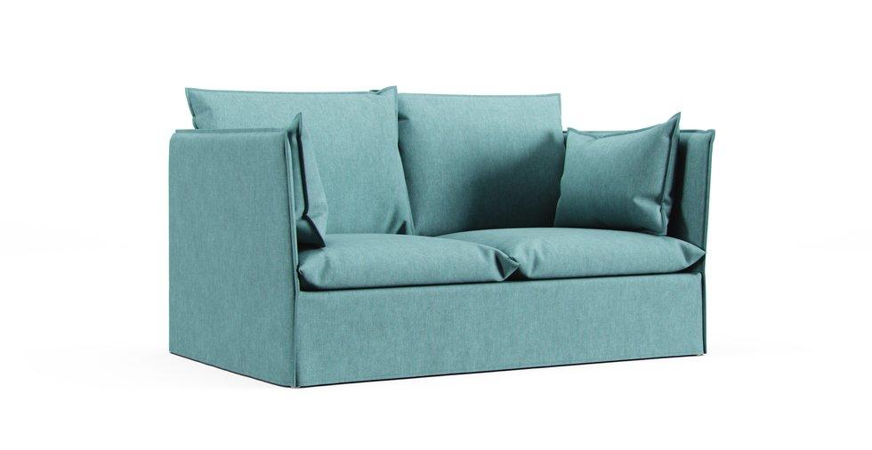 Backsalen 2-seat Sofa Cover - Care+ Tweed Mineral Blue