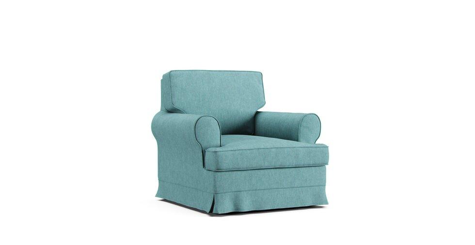 Barkaby Armchair Cover - Care+ Tweed Mineral Blue