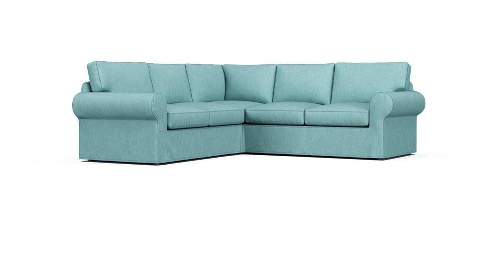 Housse de canapé d'angle (2+2) Ektorp - Care+ Tweed Mineral Blue