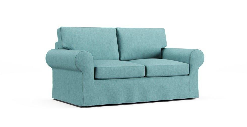 Housse de canapé convertible Ektorp 2 places - Care+ Tweed Mineral Blue