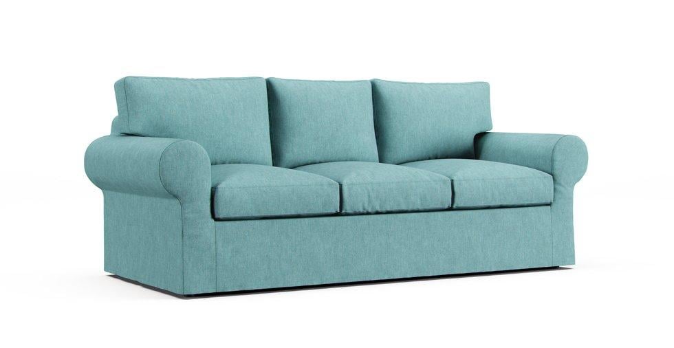 Housse de canapé Ektorp 3 places - Care+ Tweed Mineral Blue