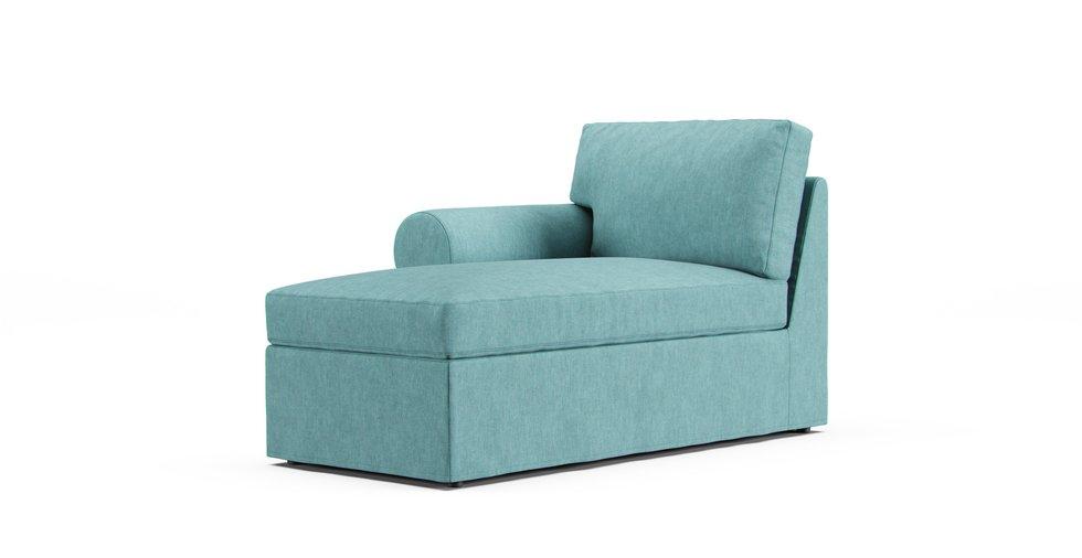 Housse de méridienne gauche Ektorp - Care+ Tweed Mineral Blue