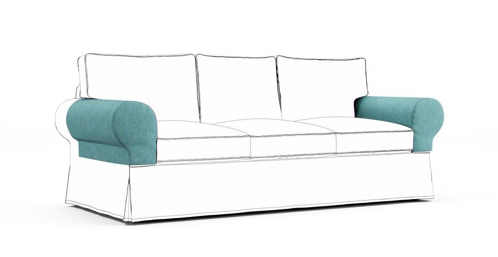 Ektorp Armrest Protector Covers — Add On - Care+ Tweed Mineral Blue